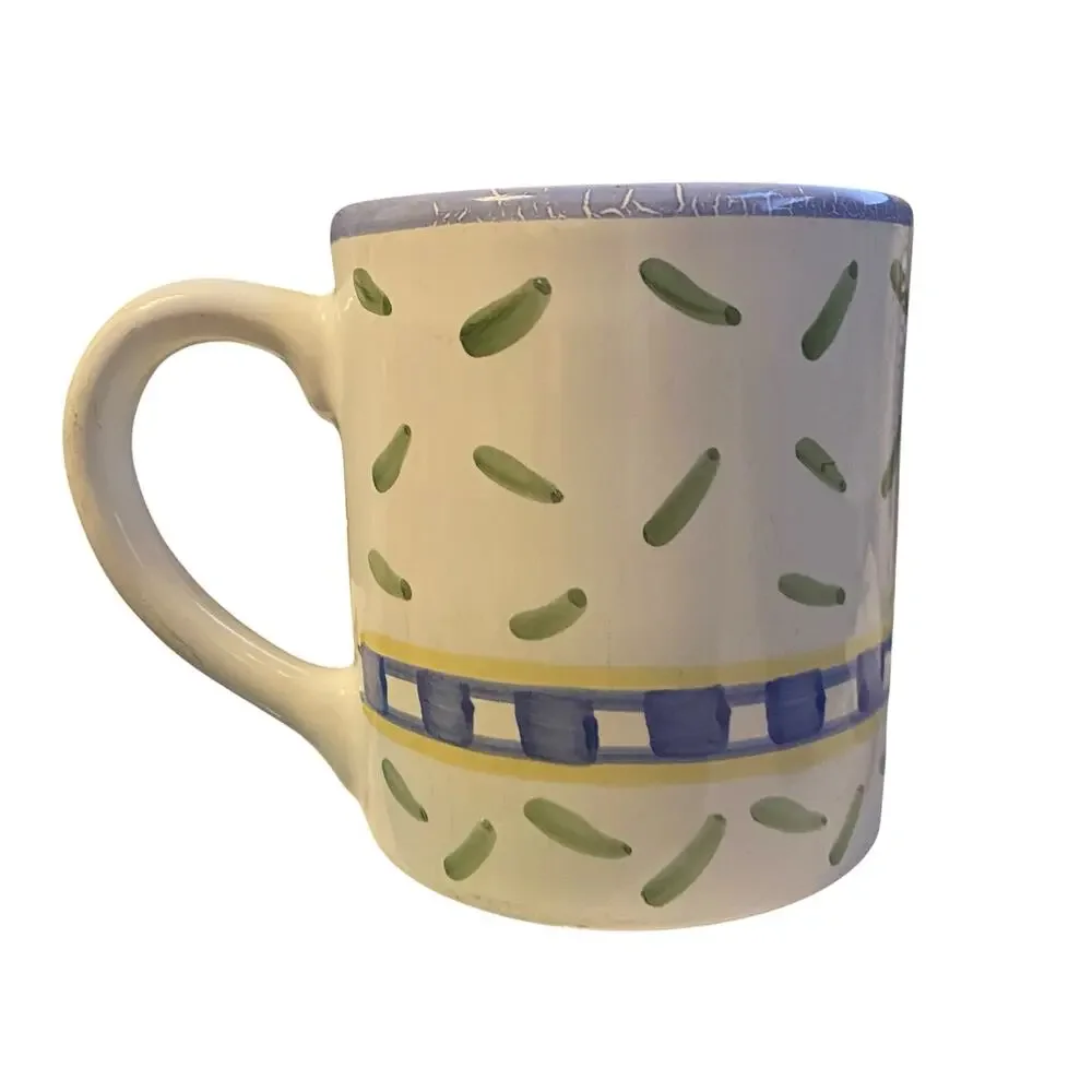 Williams-Sonoma Tournesol Mug Made in Italy Vintage 1998 Green Blue Yellow